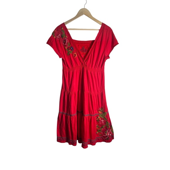 Johnny Was Red Embroidered Mini Dress - Picture 3 of 7